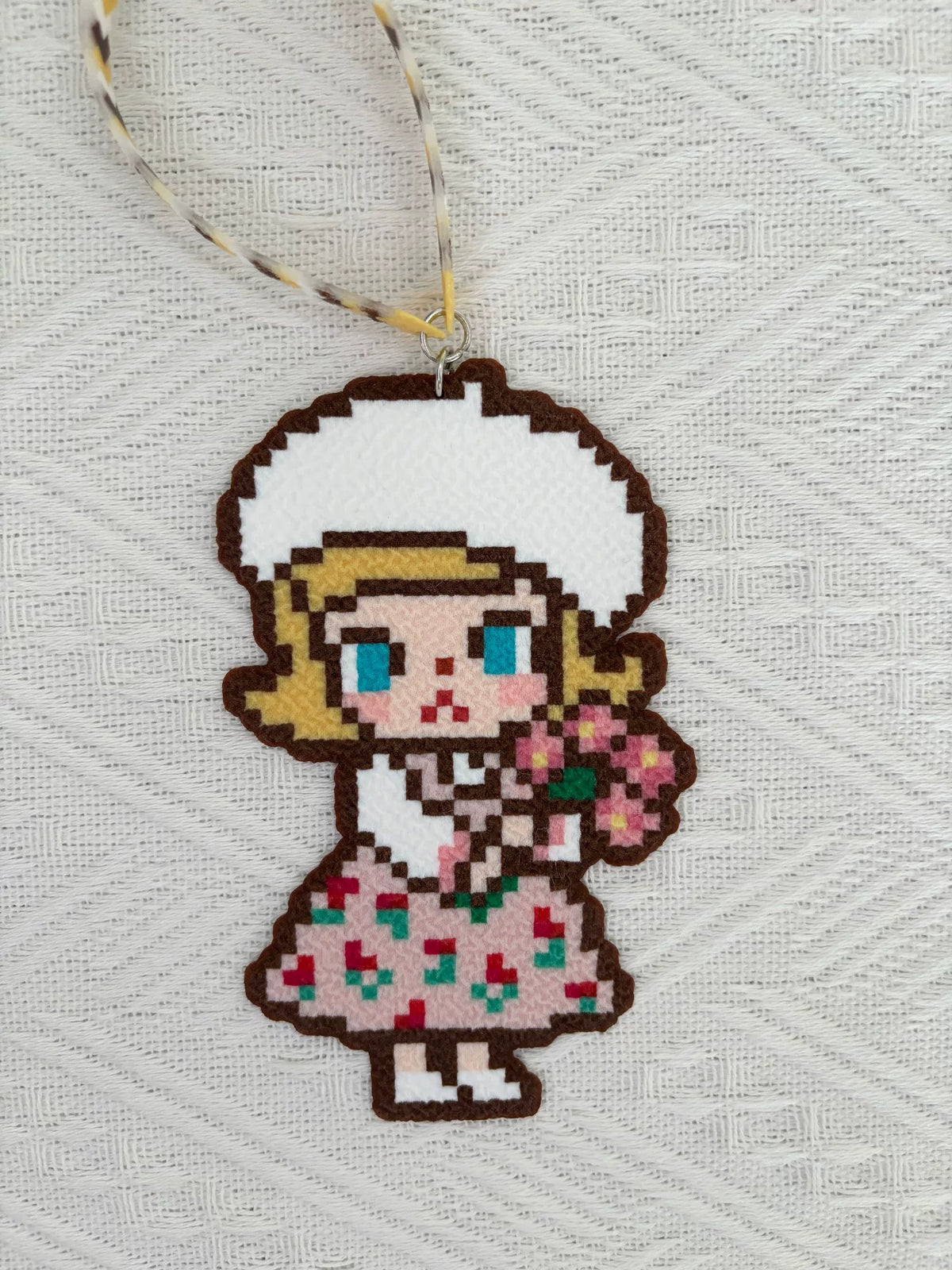 Portachiavi con ciondolo sposa in pixel art