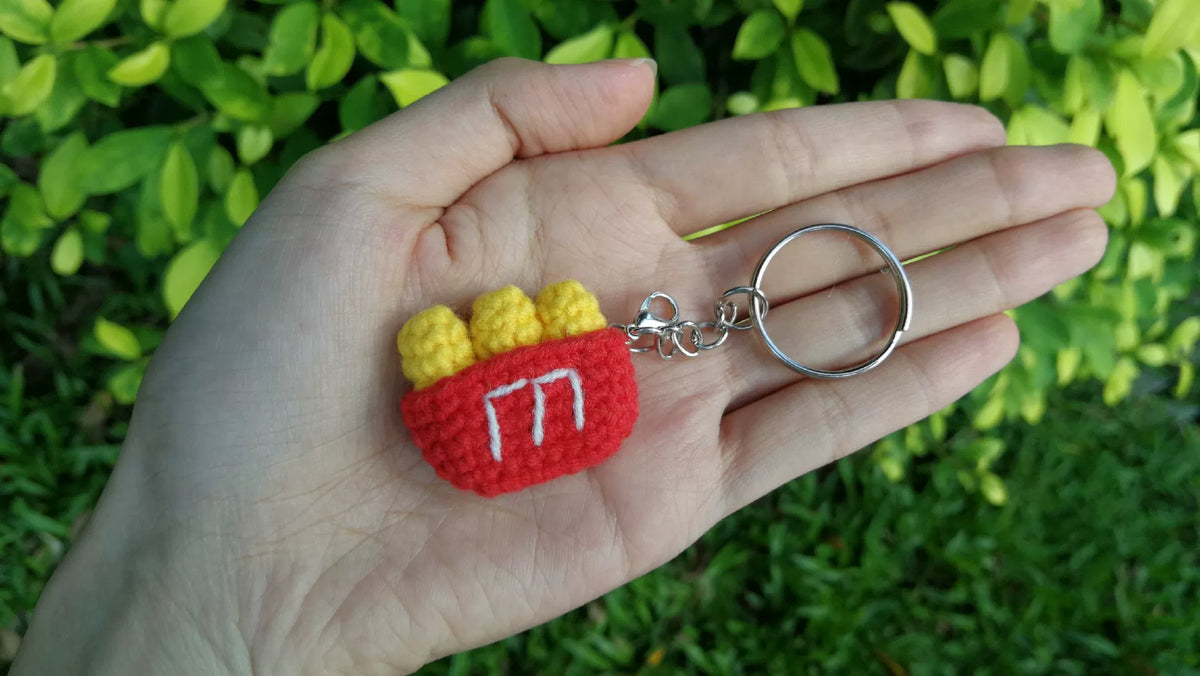 Crochet French Fry Keychain Charm