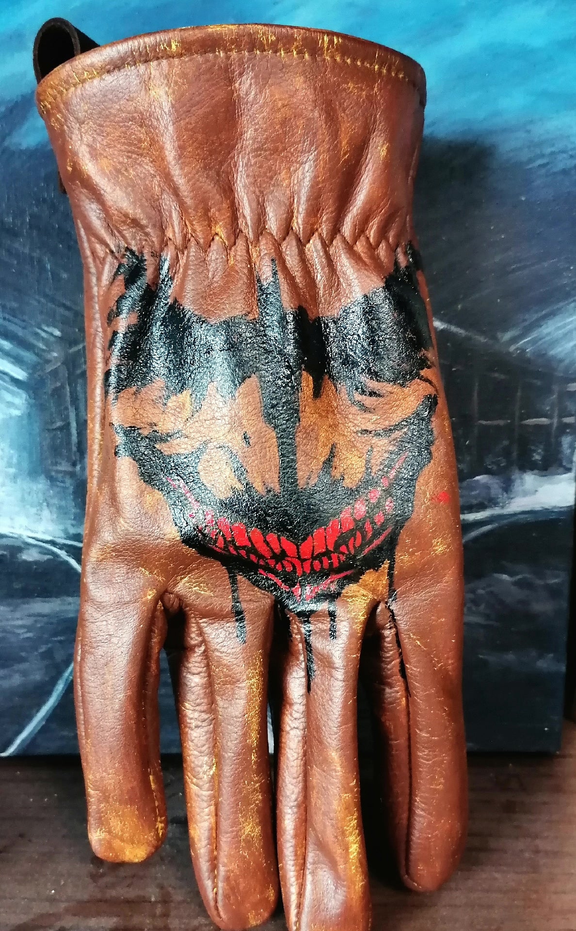 American Classic Leather Gloves Batman Joker Art