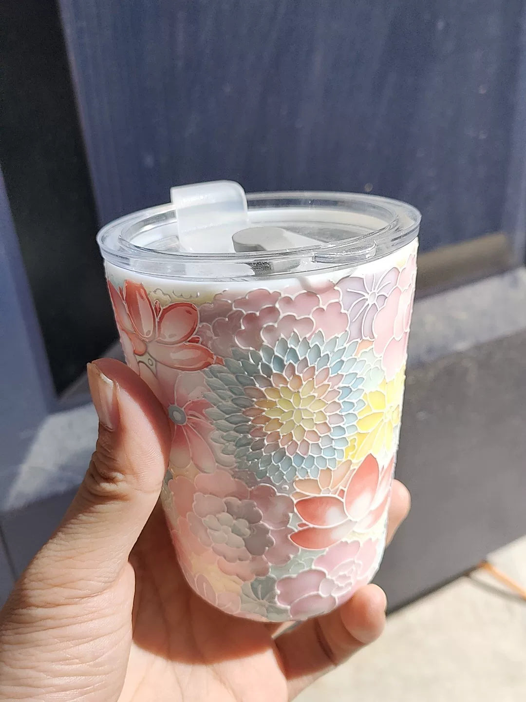 Handbemalter Jade-Ton-Keramik-Reisebecher