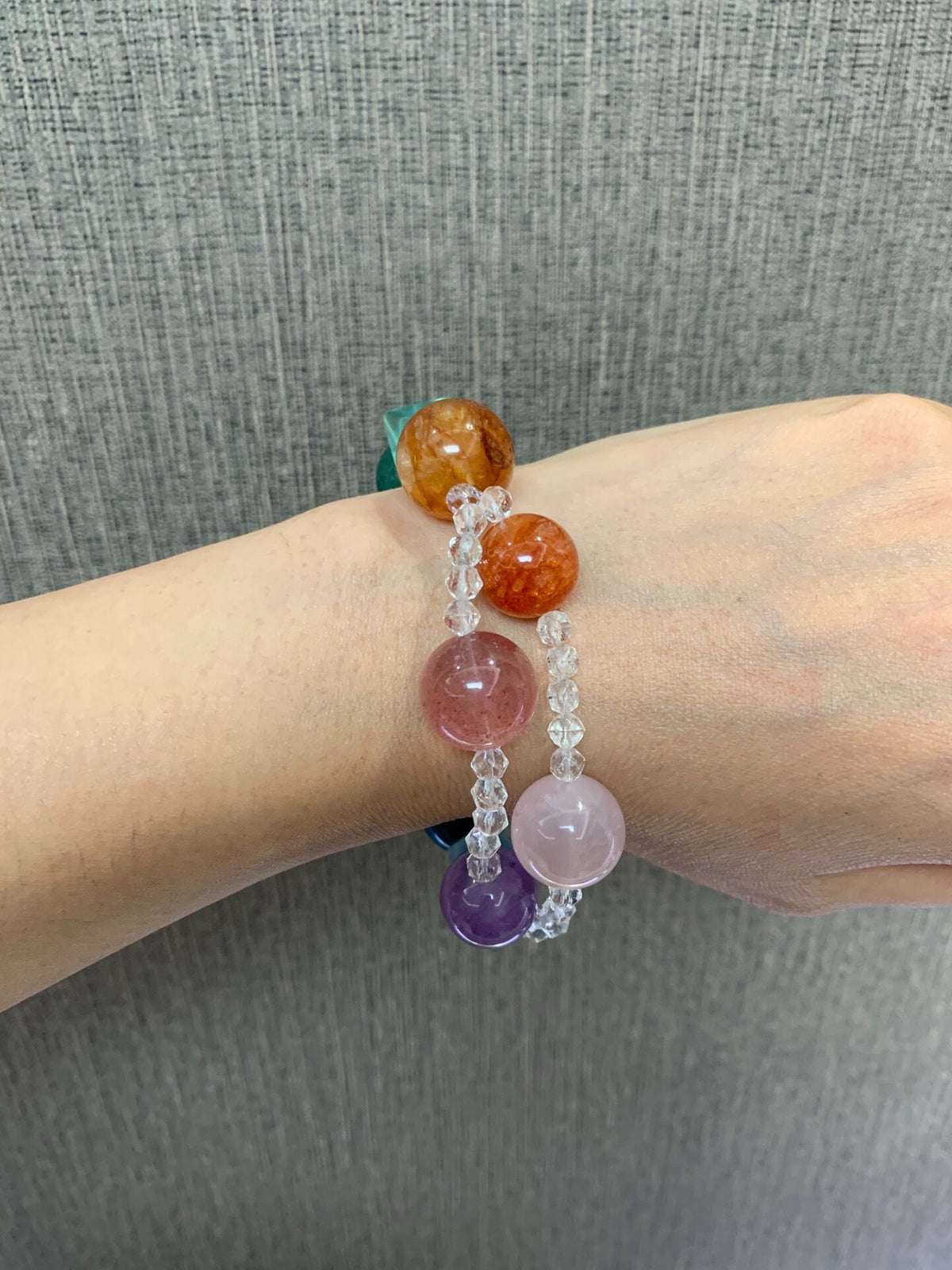 Multicolor Crystal Bead Bracelet Natural Stones