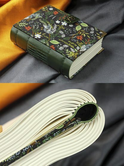 Floral Notebook with Metal Bird Clasp and 120gsm Blank Pages