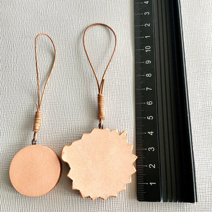 Handmade Leather Durian and Sun Charm Pendant Set for Bags, Keys, and Journals