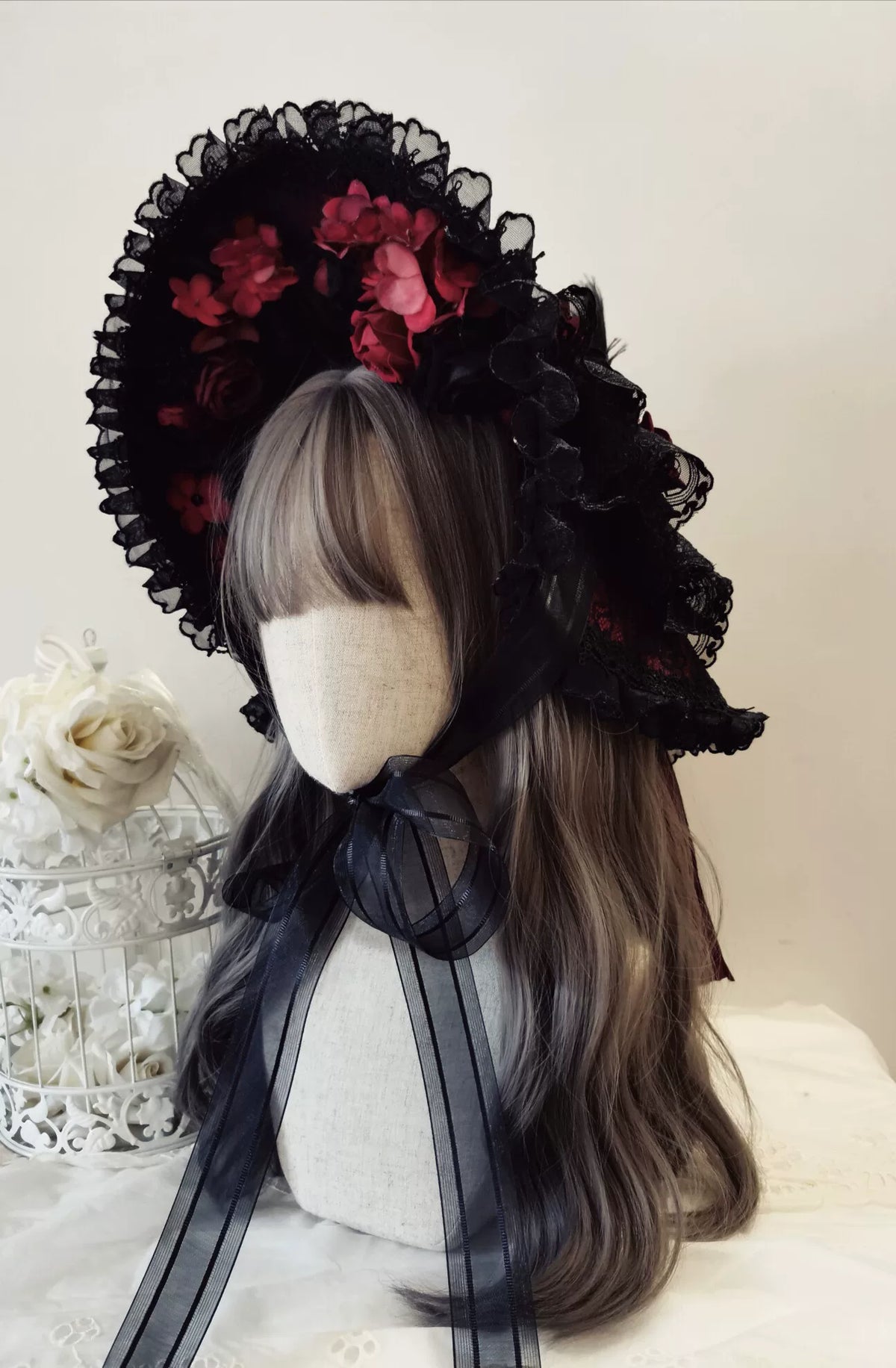 Handmade Gothic Lolita Flat Hat 46 cm