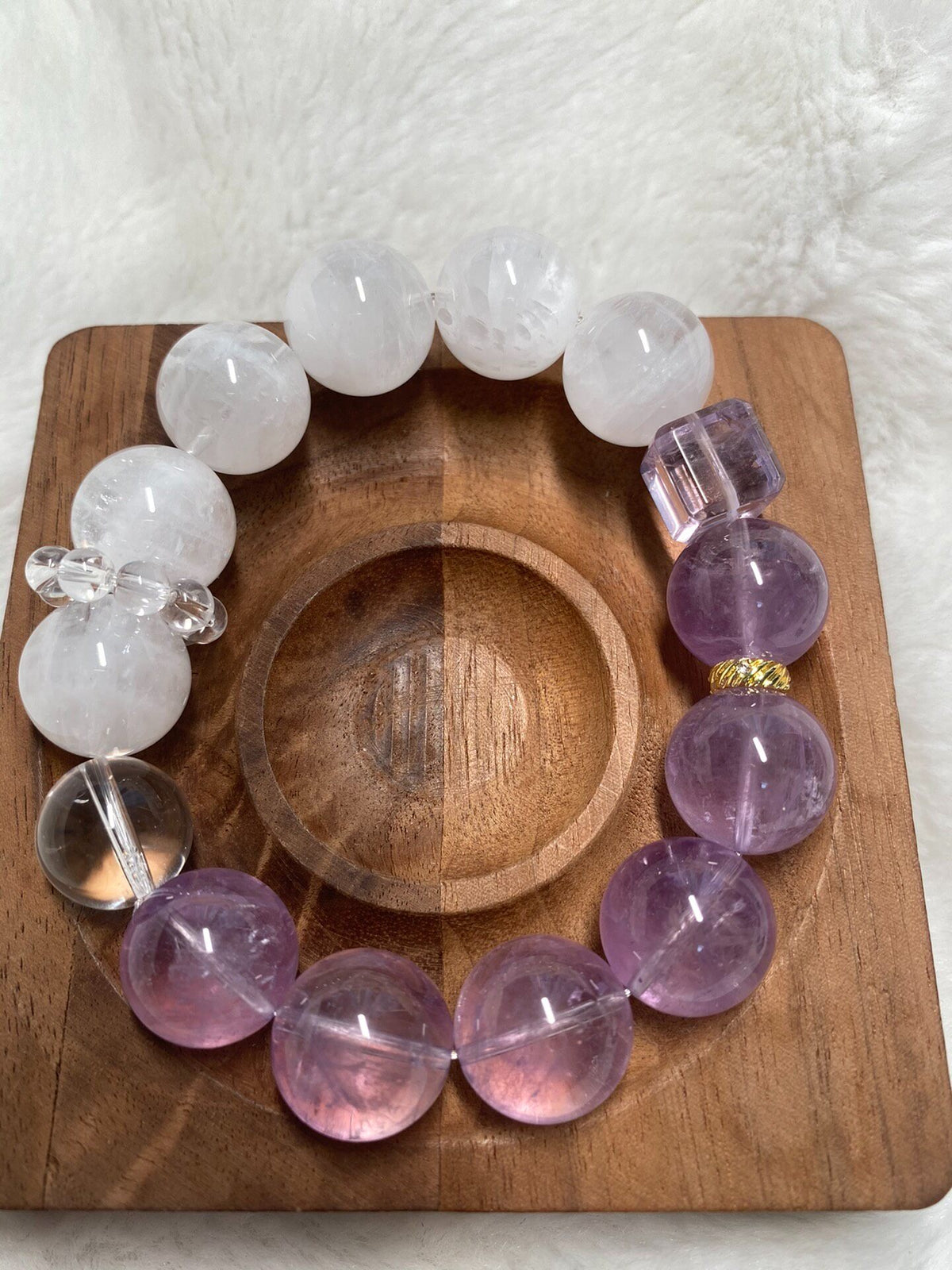 Natural Crystal Bracelet White Phantom Lavender Amethyst