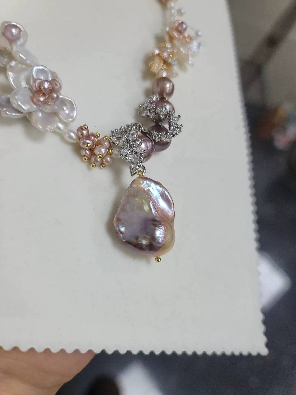 Natural Pearl Multi Floral Necklace