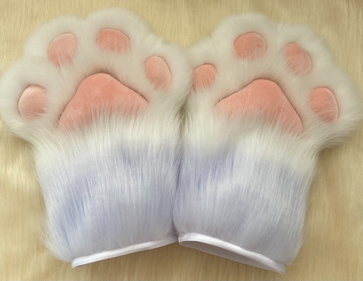 Plush Animal Paw Gloves with Gradient Fur