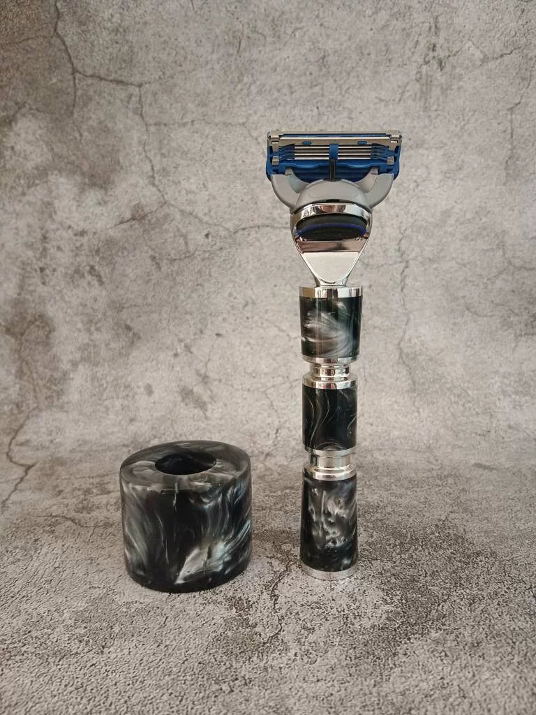 Handcrafted Manual Razor with Alumilite Resin Handle