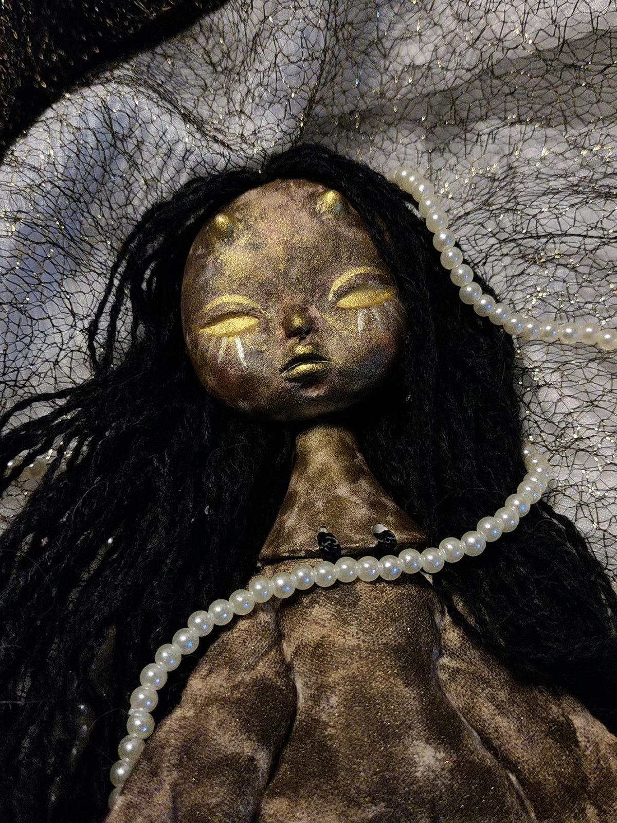 Handmade Art Doll Moth Stone Clay Figure