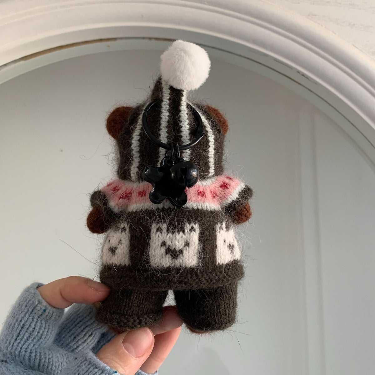 Hand Knitted Brown Teddy Bear Doll 12cm