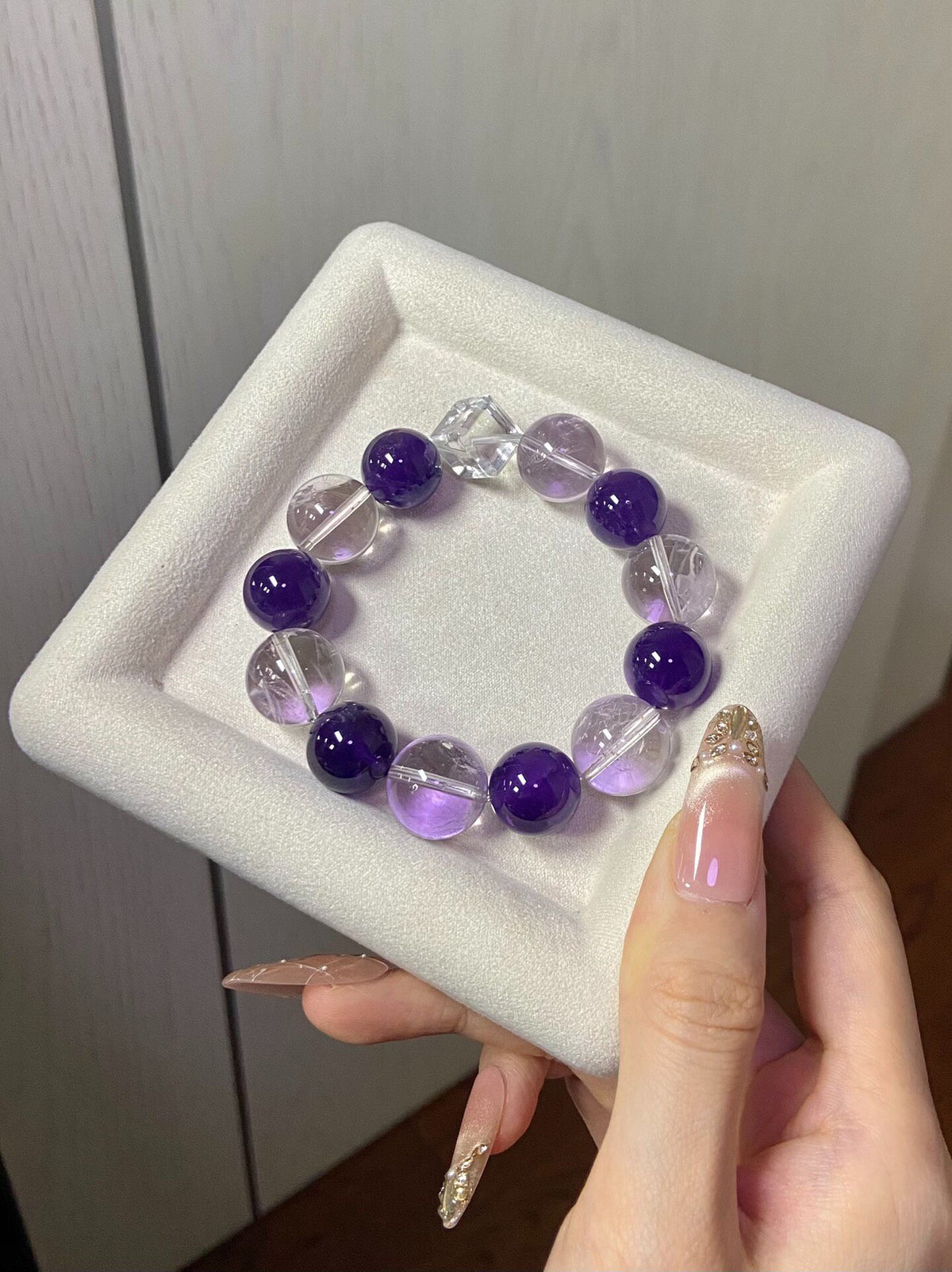 Natural Amethyst Quartz Beaded Bracelet