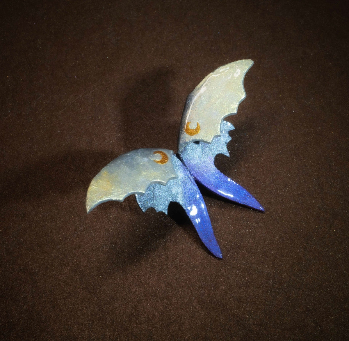 Moon Butterfly Iridescent Clay Ring