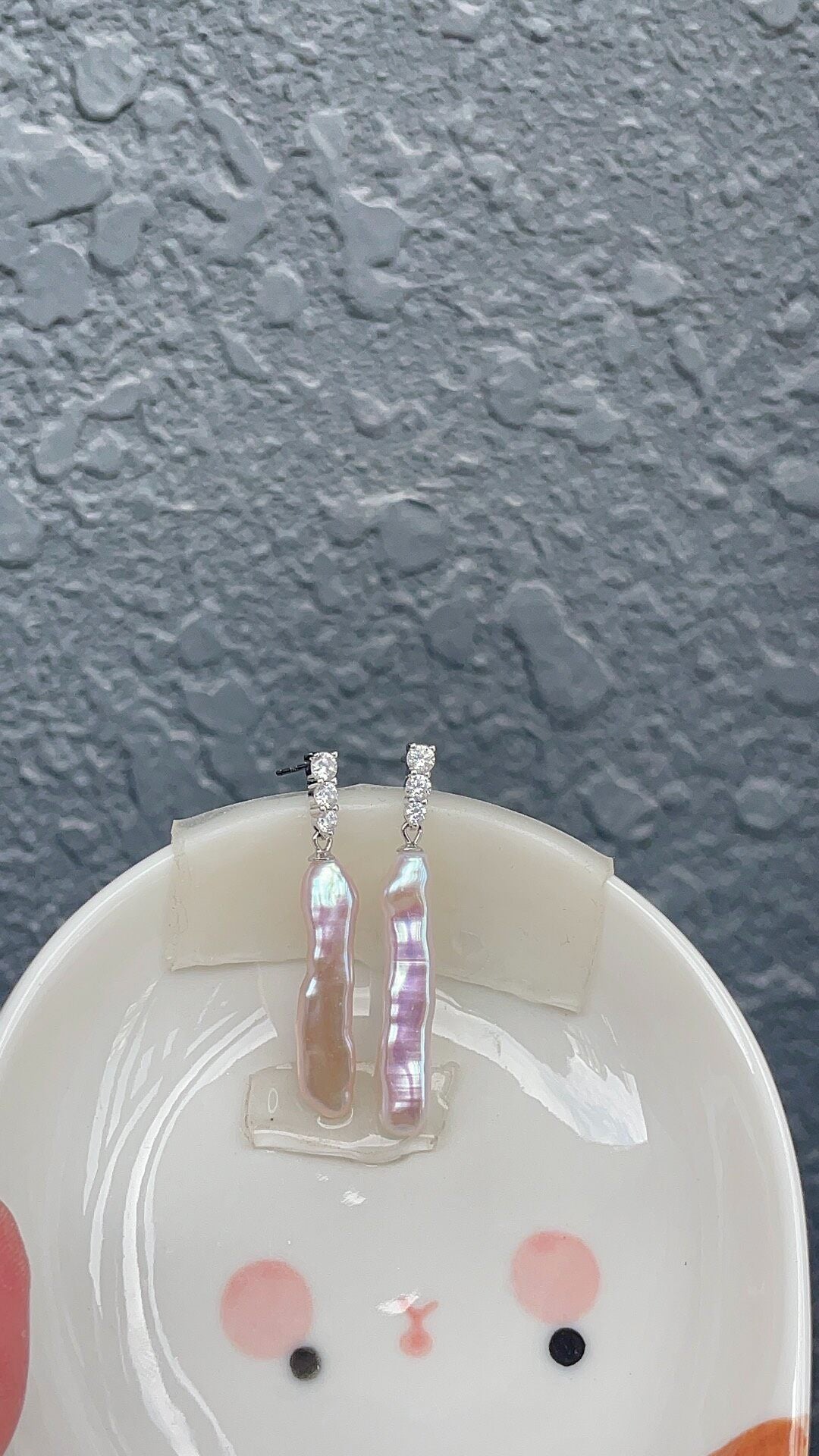Pendientes de perlas barrocas blanco rosado en plata 925