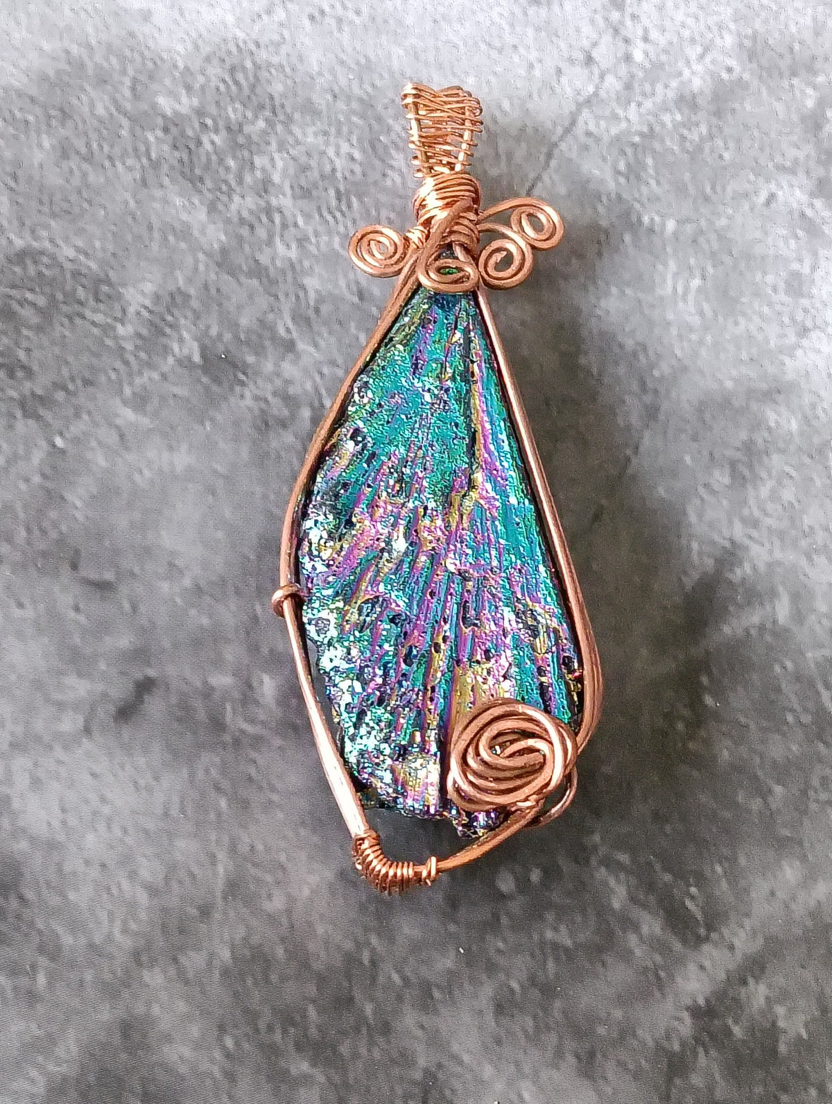 Hand Twisted Copper Wire Teardrop Pendant