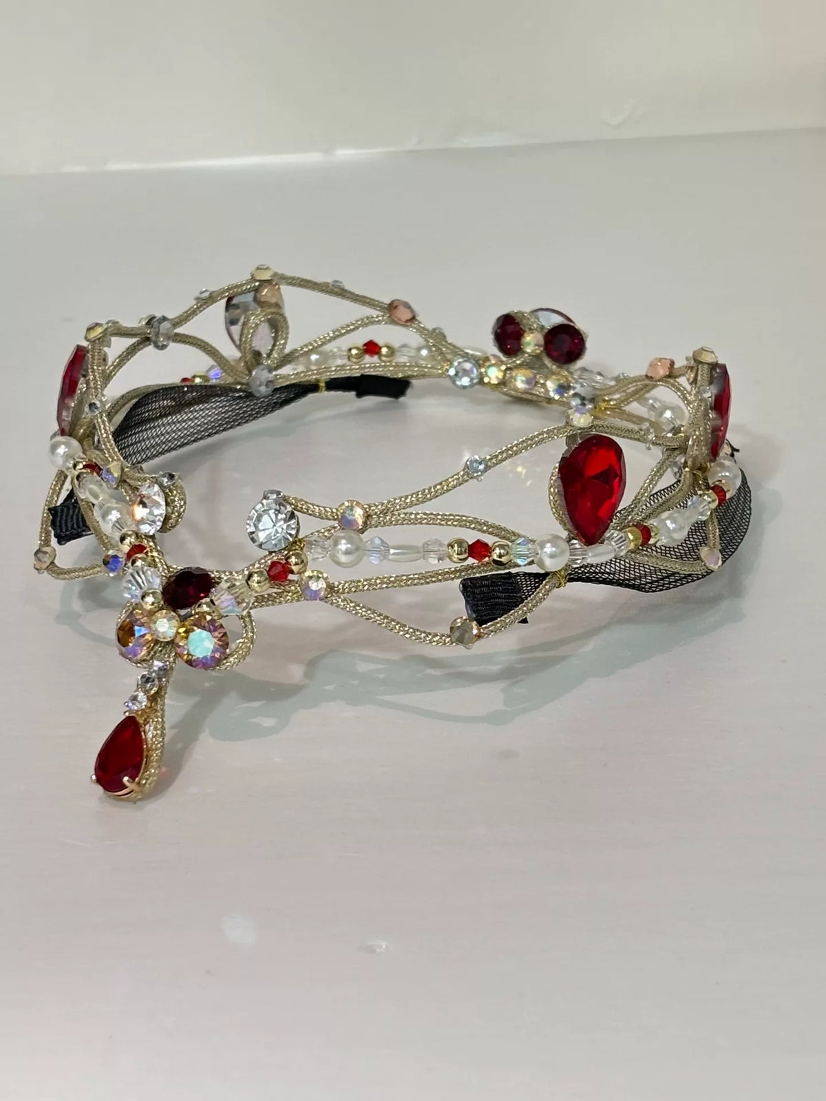Rot-goldene Ballett-Tiara Kopfschmuck
