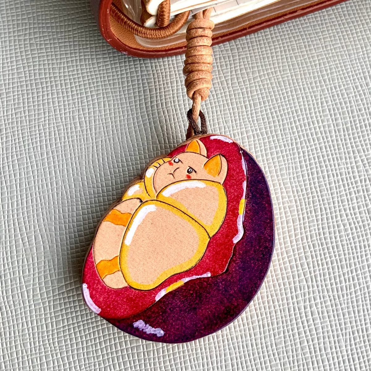 Mangosteen Leather Charm Keychain Bag Pendant
