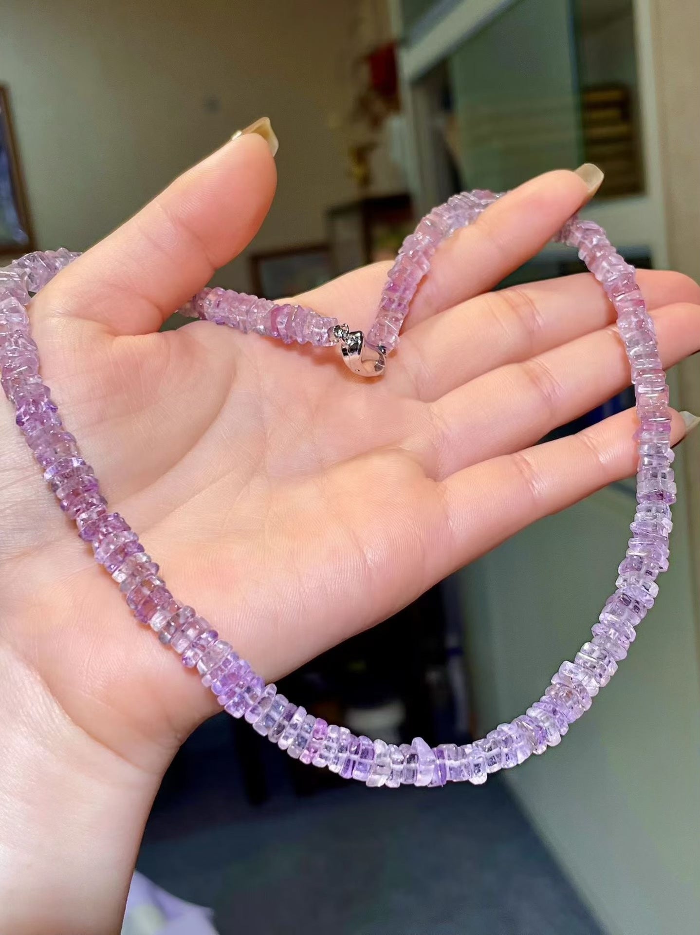 Amethyst Faceted Bead Necklace, 43.5cm, 30g