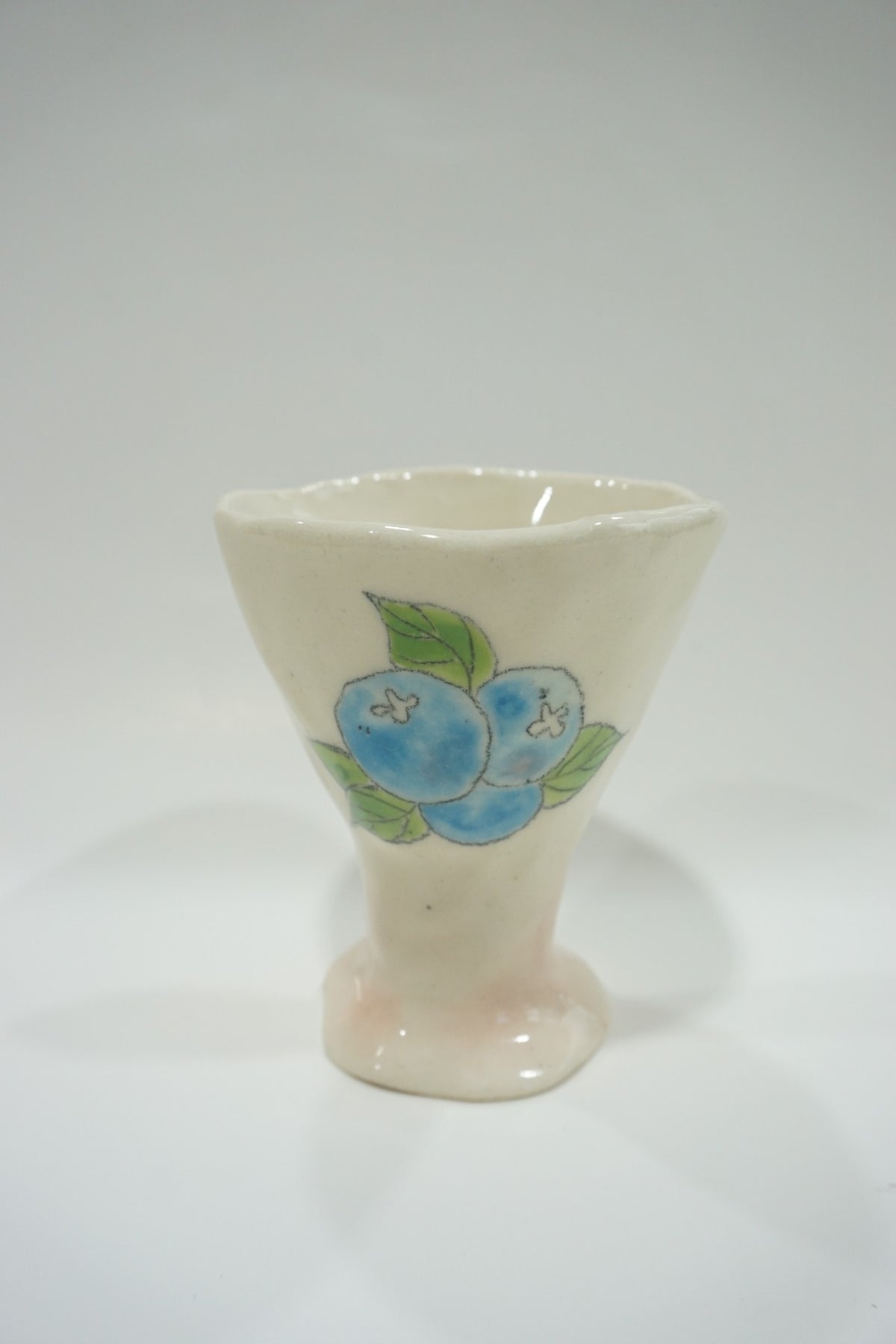 Handcrafted Ceramic Wine Cup with Blueberry Design