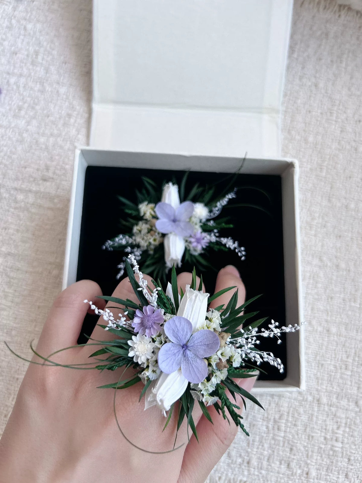 Purple Hydrangea Preserved Flower Adjustable Rings