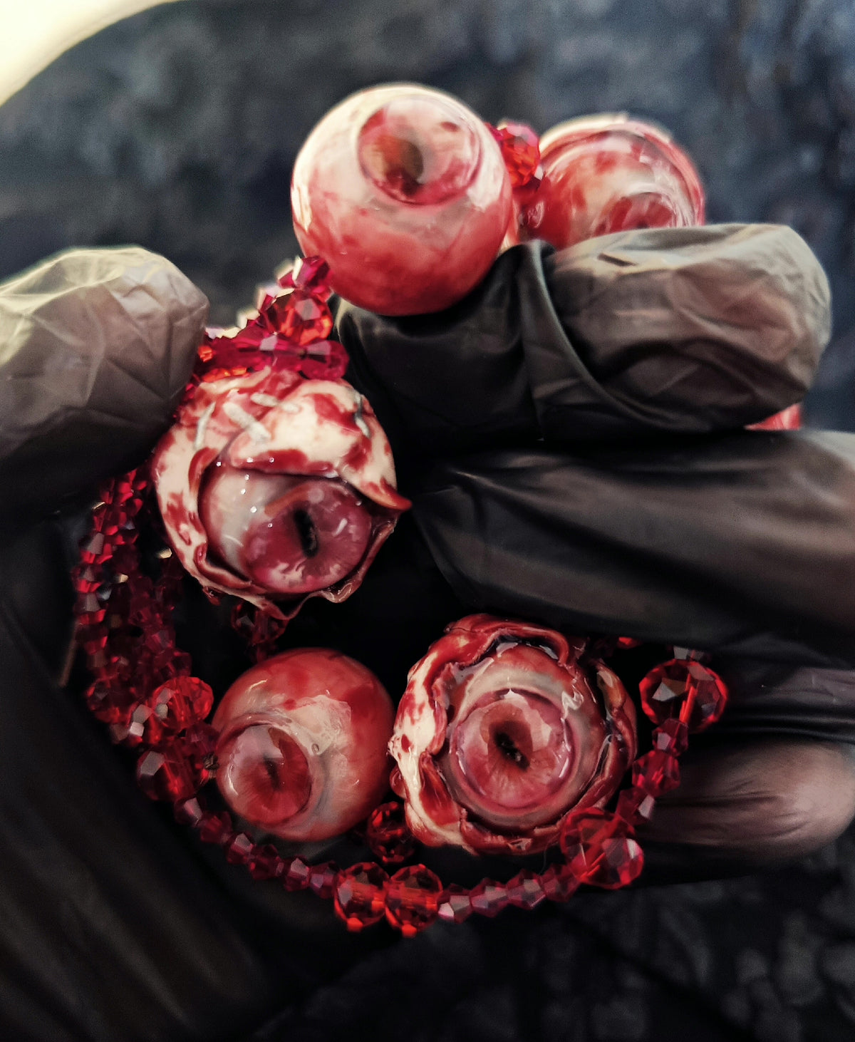 Eyeball Bead Bracelet Glossy Red