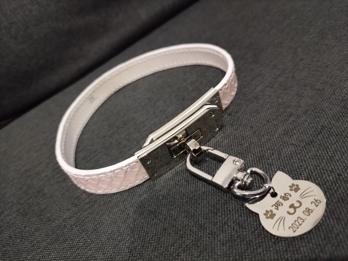 Genuine Python Skin Choker Collar with Engraved Tag