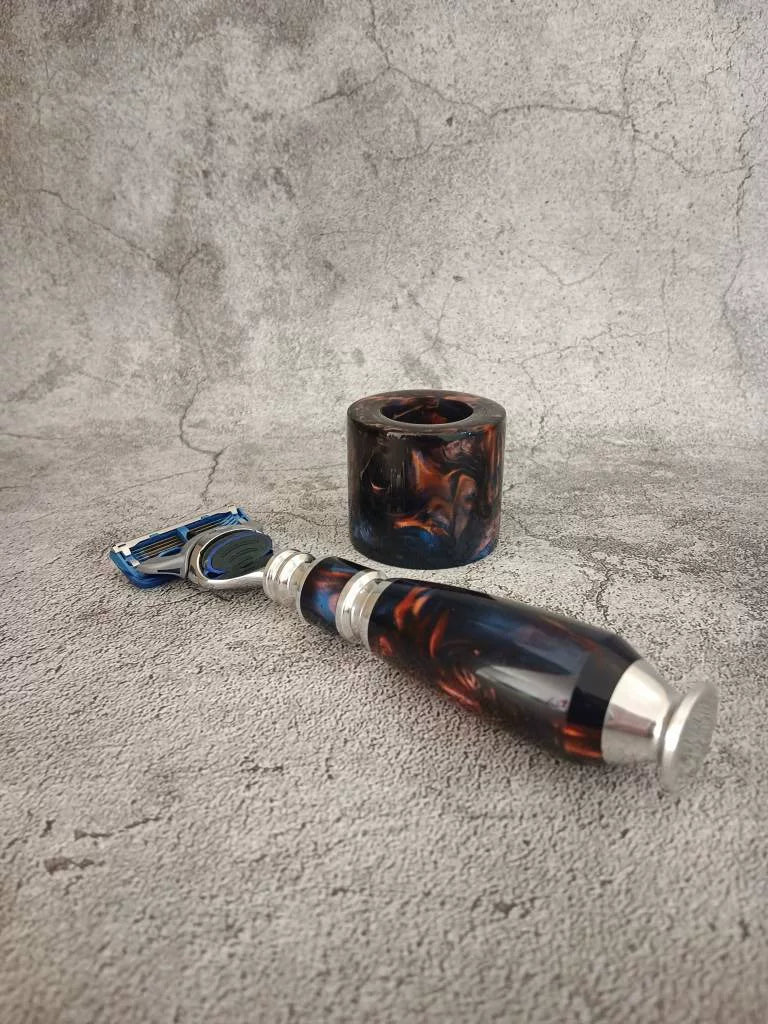 Handcrafted Aluminum Resin Mens Manual Razor Stand