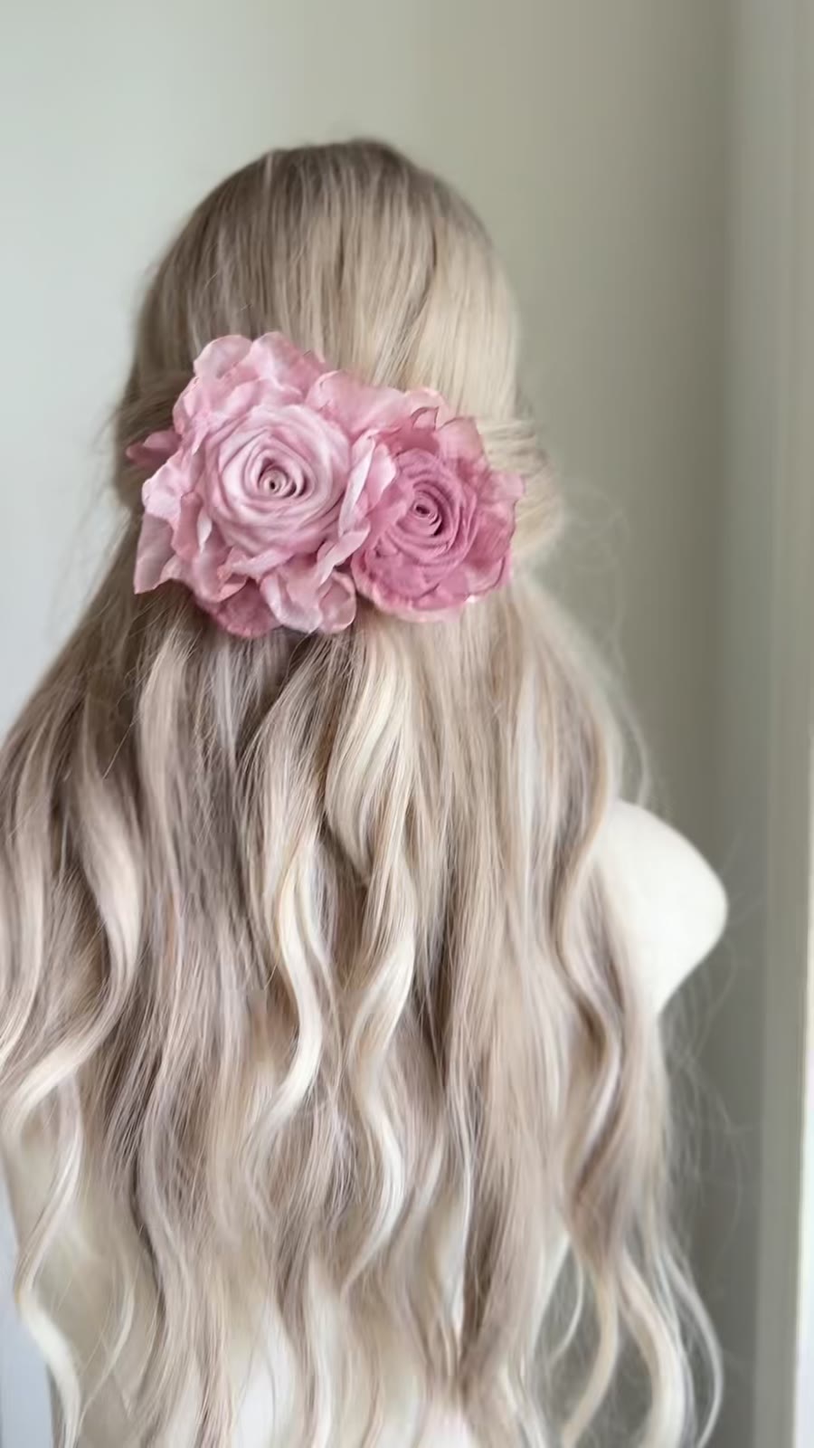 Spring Clip Pink Fabric Rose Hair Accessory