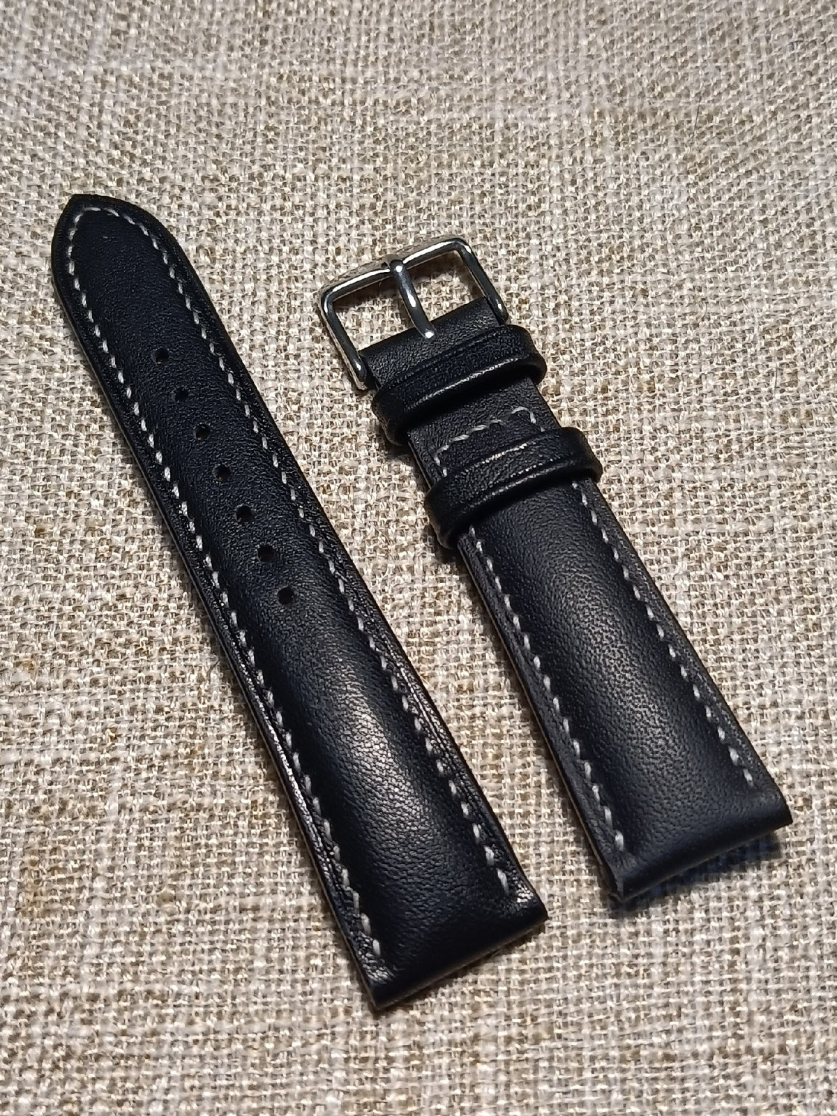 Black Italian Leather Watch Strap