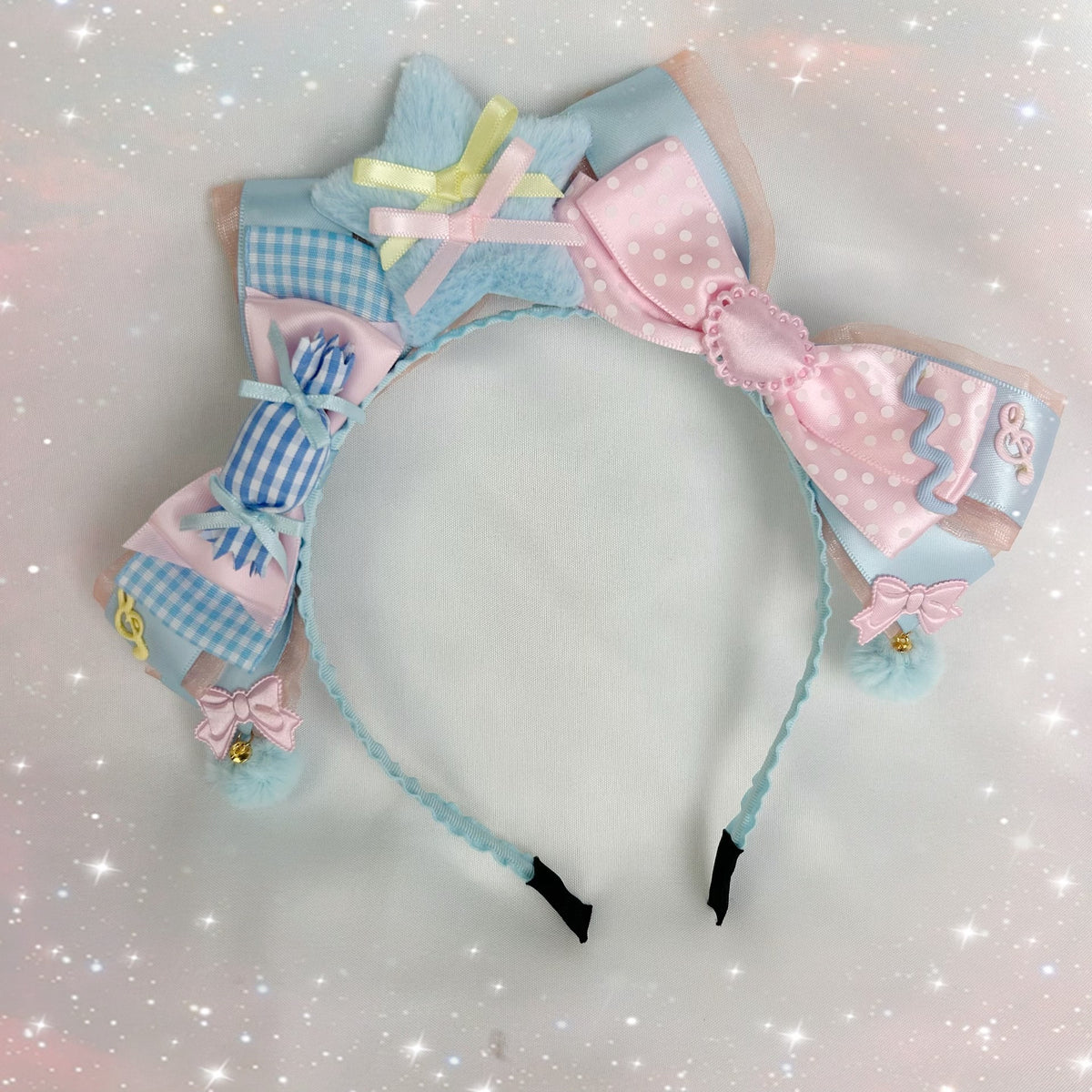 Twin Star Lolita Headband with Plush Star