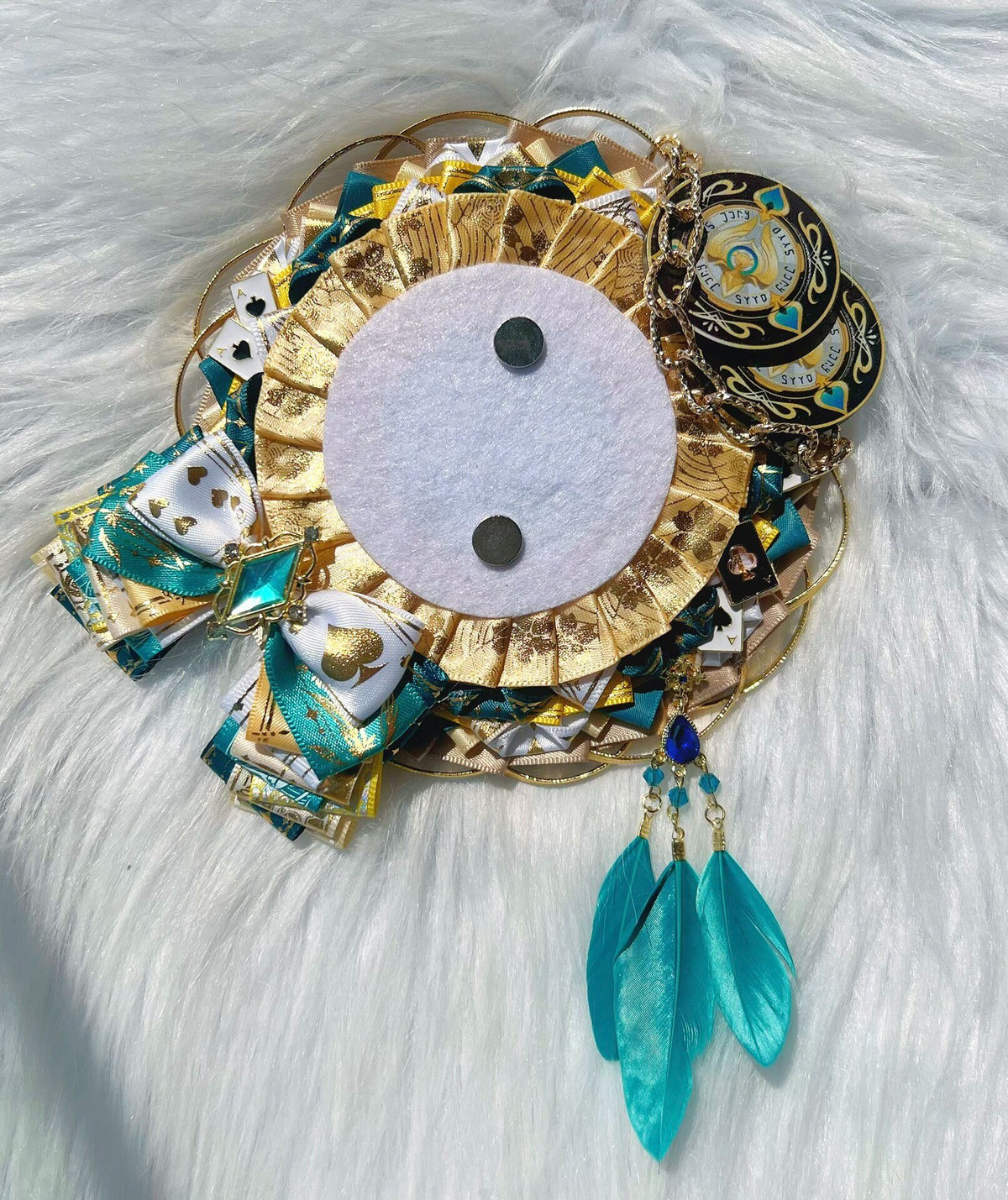 75mm Badge Holder Ribbon Stand with Teal Gem