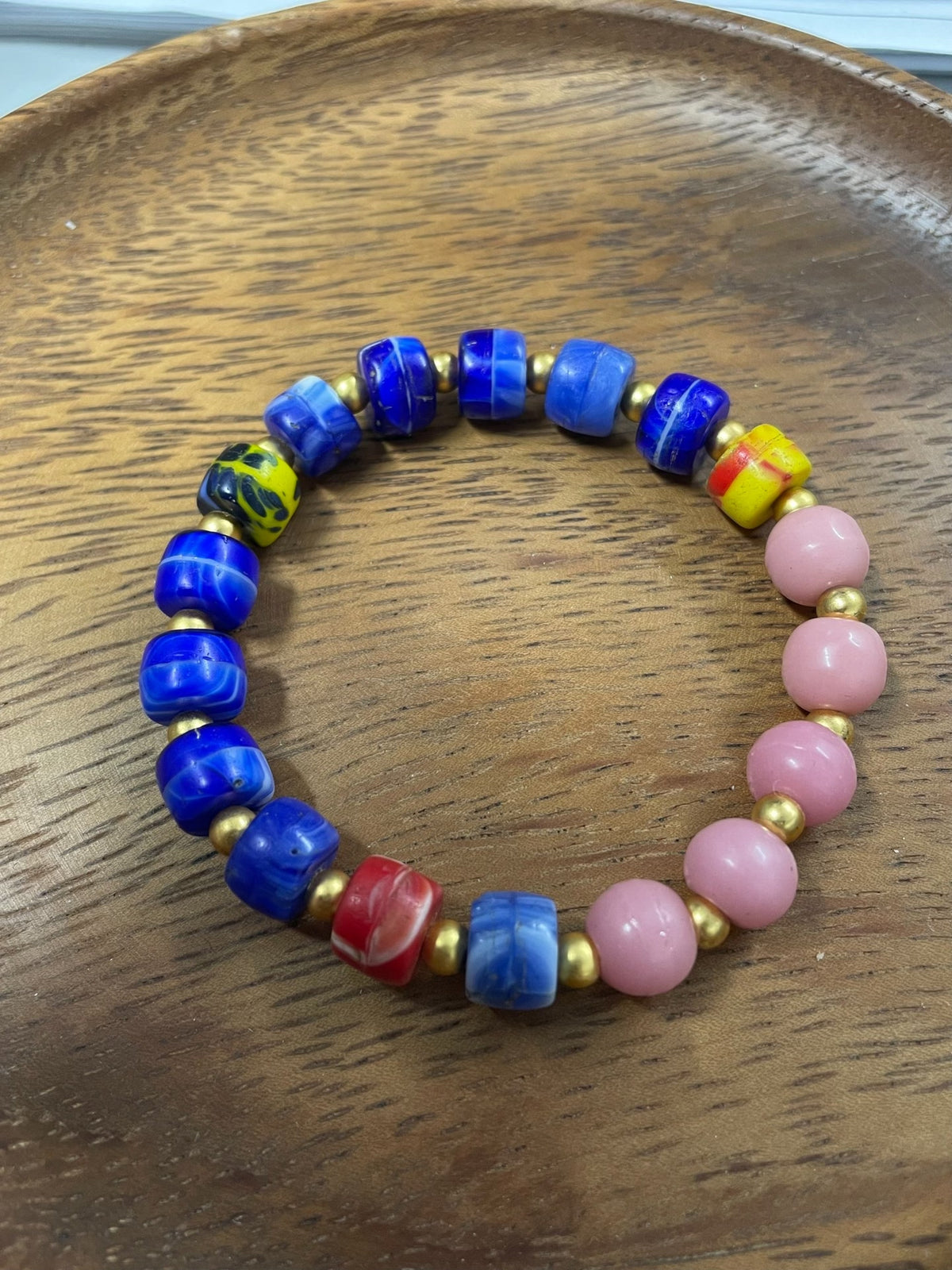 Old Kakamba Glass Beaded Bracelet Cobalt Blue