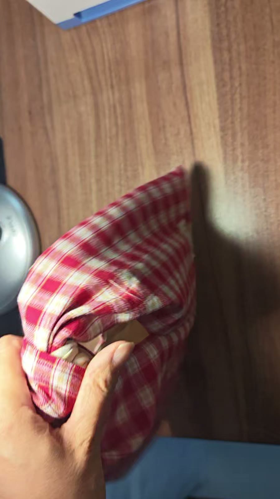 Red Gingham Cotton Knotted Handle Bag