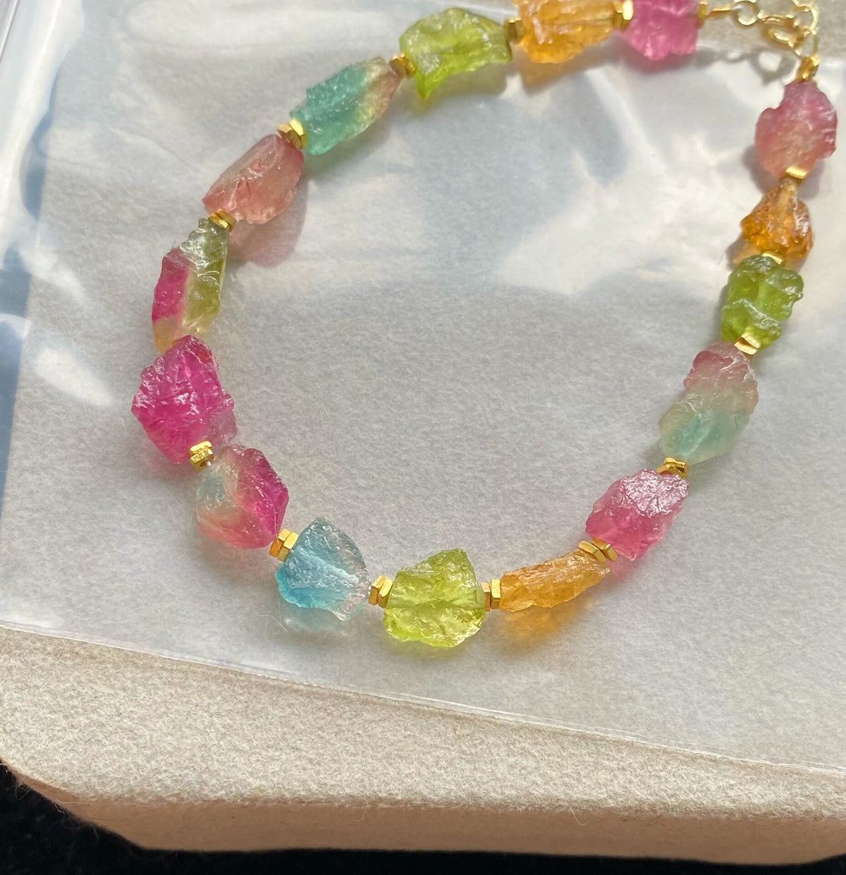 Bracciale Arcobaleno in Tormalina Anguria Grezza