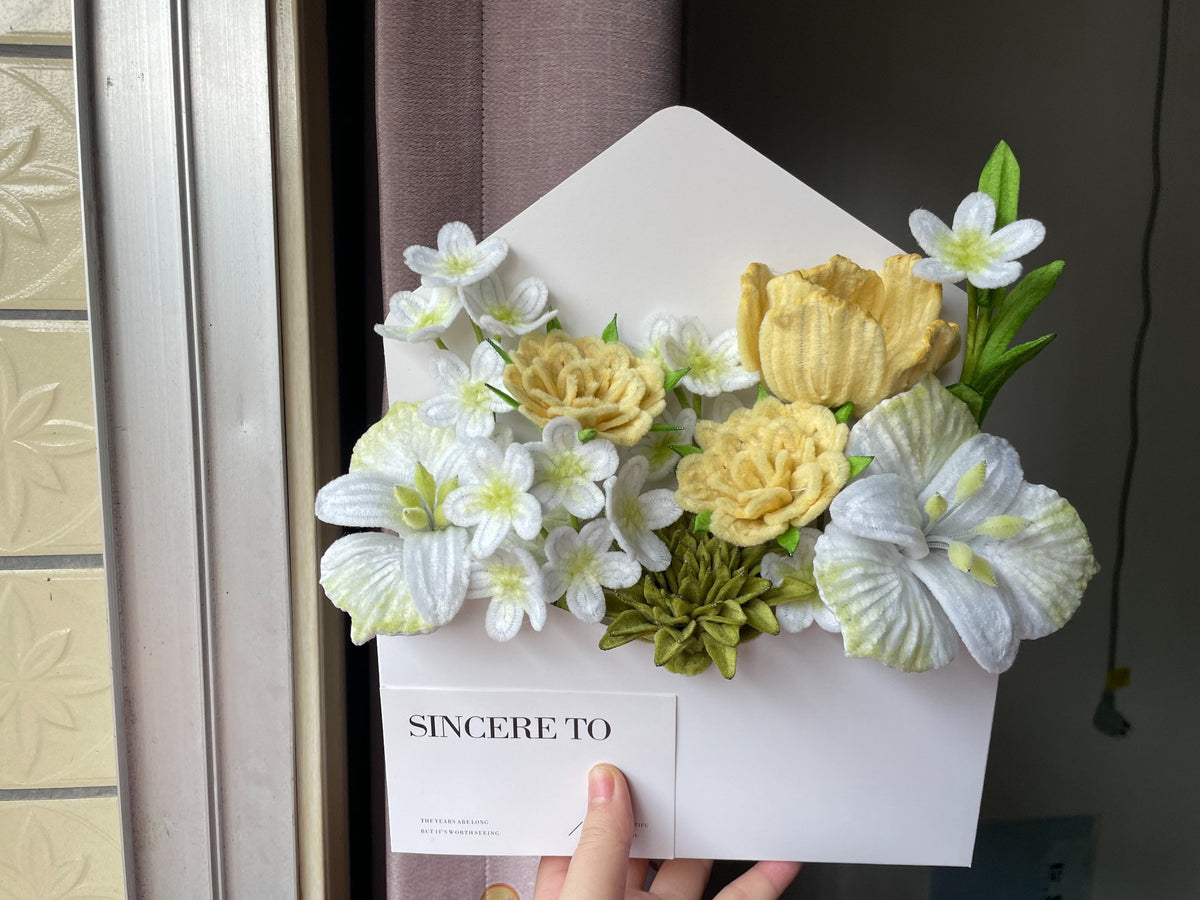 Twisted Cleaner Flower Bouquet White Yellow Green
