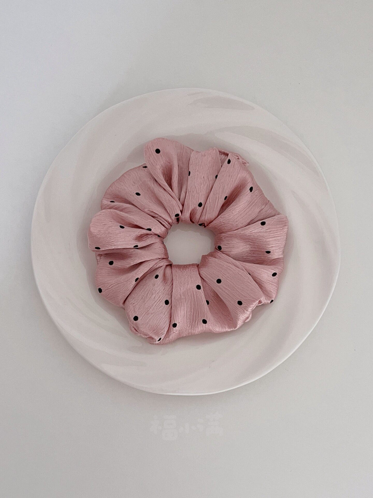 Ruffled Satin Polka Dot Scrunchie