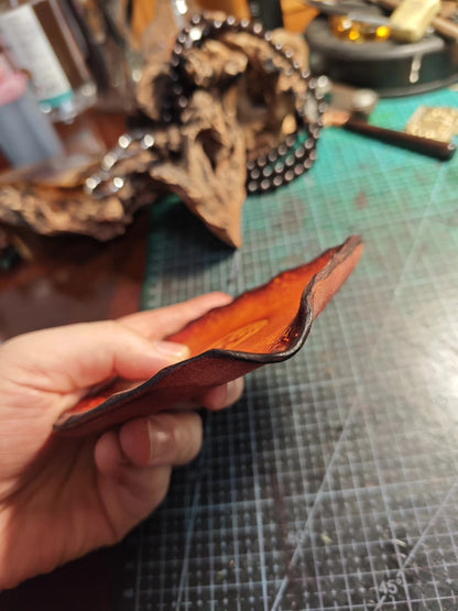 Handcrafted Italian Leather Tray with Embossed Mythical Creature Emblem