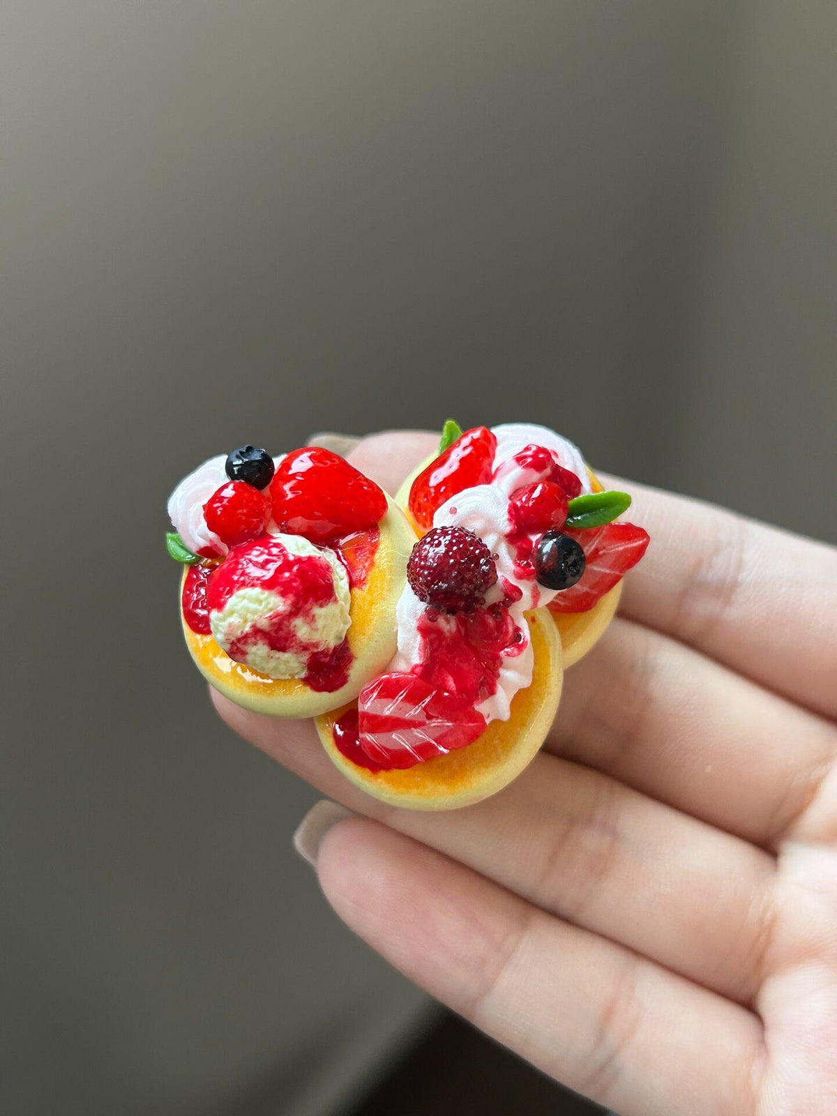 Berry Pancake Bag Charm with Pearl Chain