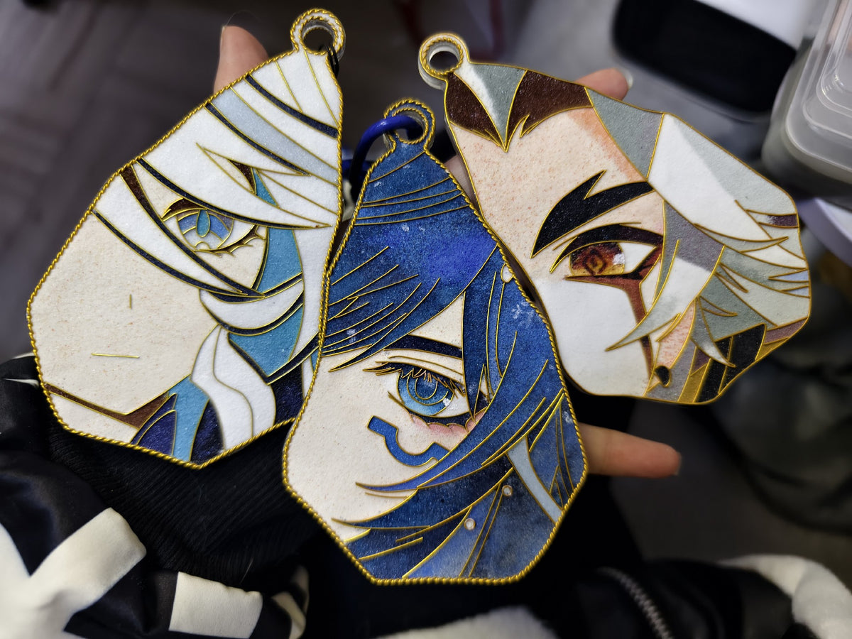 Cold Enamel Filigree Pendant Character Art