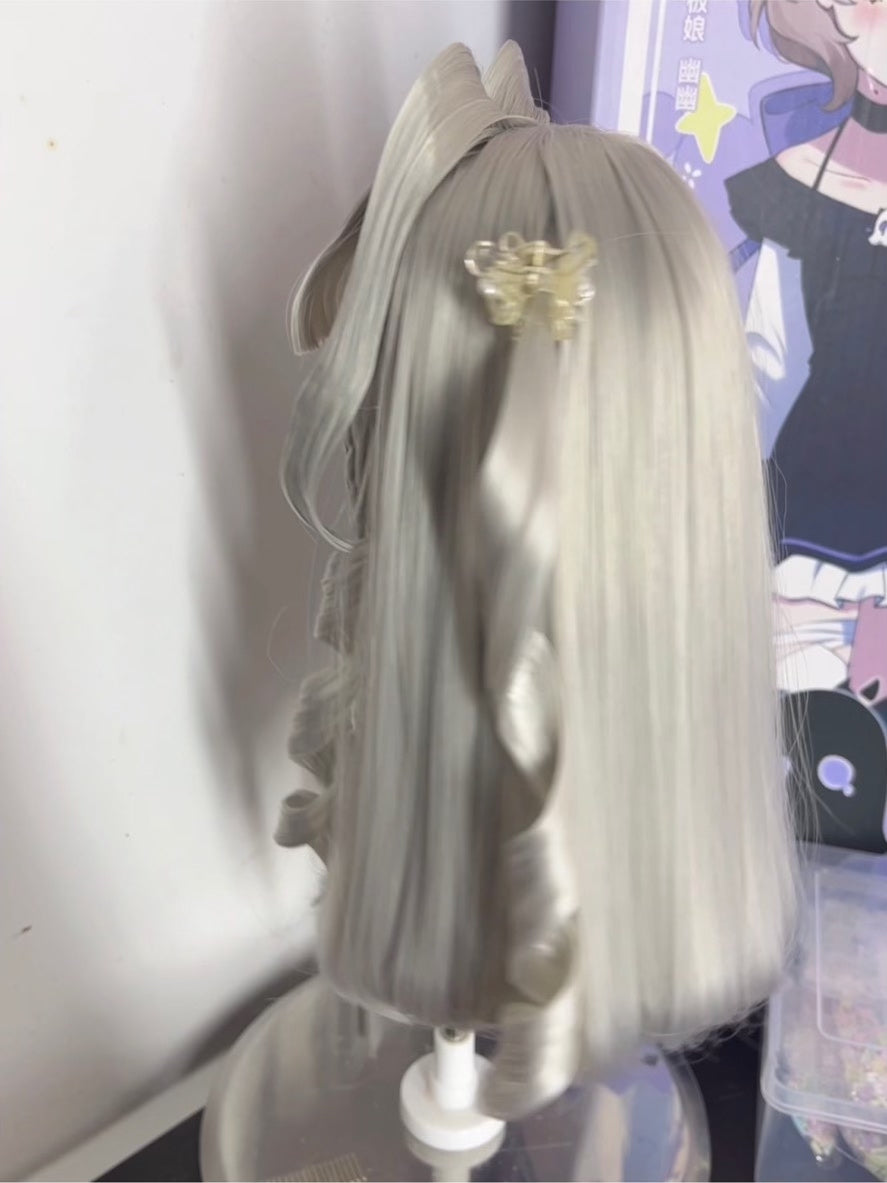 Doll Wig Silver Gray Twin Tail Style