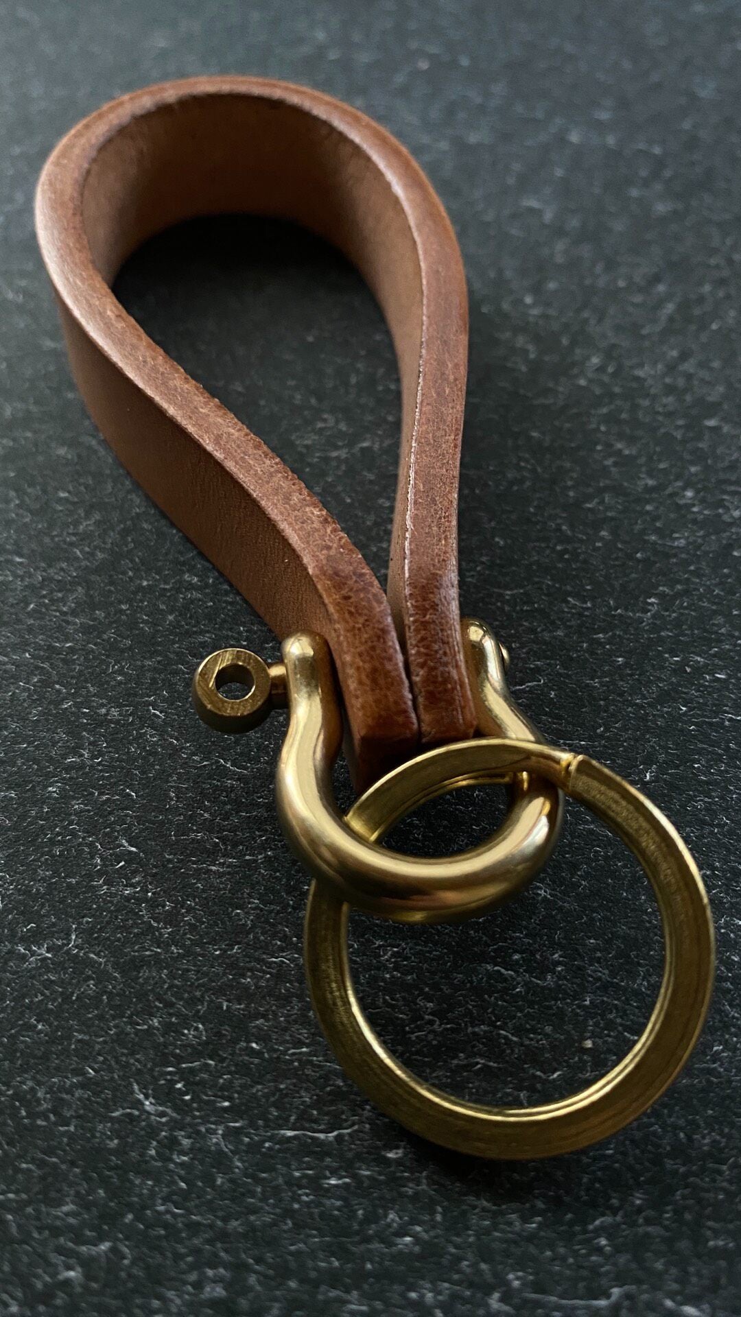 Handcrafted Leather Keychain with Copper Buckle
