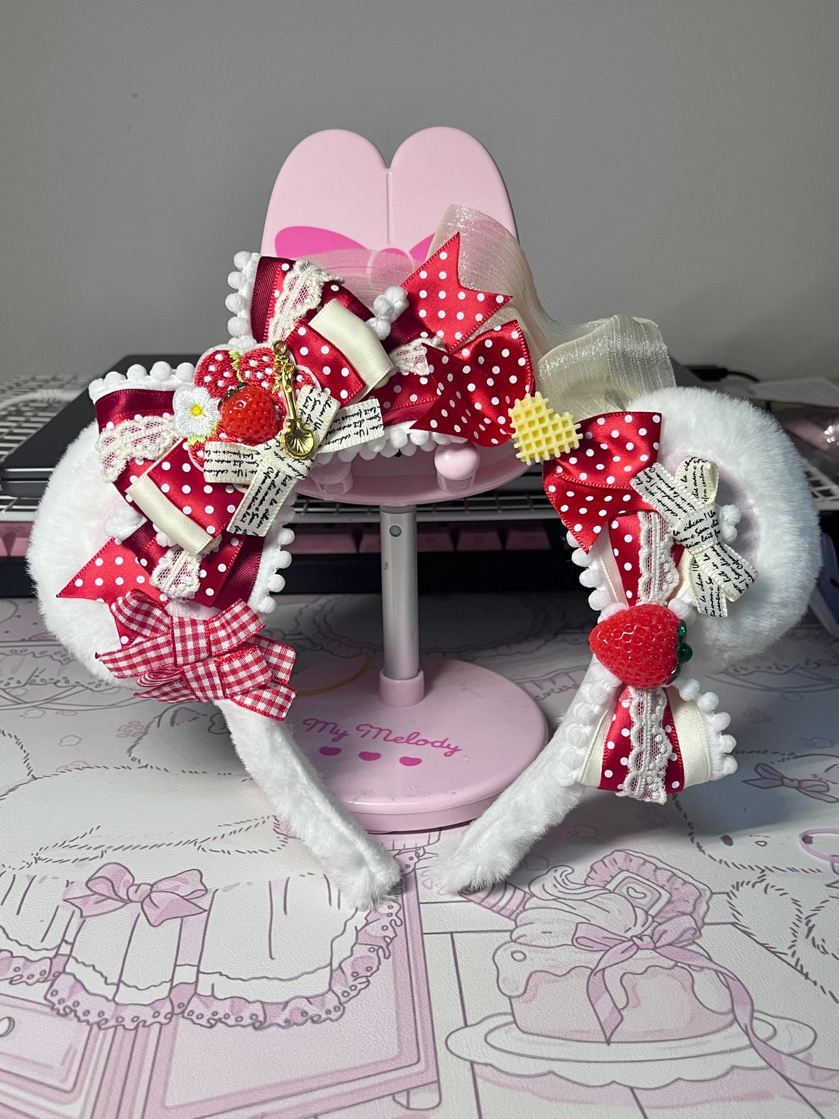 Red Strawberry Bear KC Headband