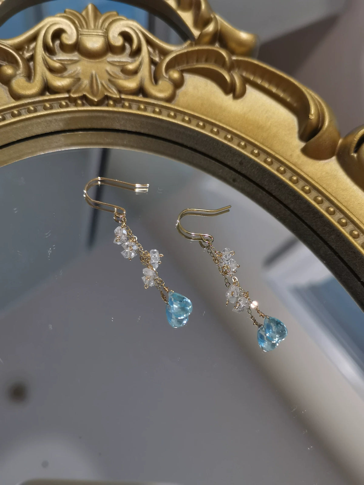 Apatit Herkimer Kristall Gold-Filled Tropohrringe