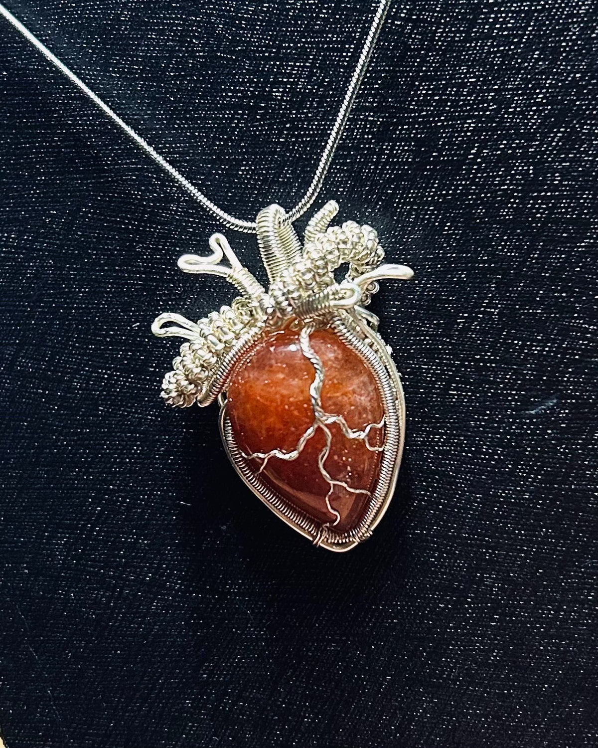 Wire-Wrapped Sunstone Pendant Necklace