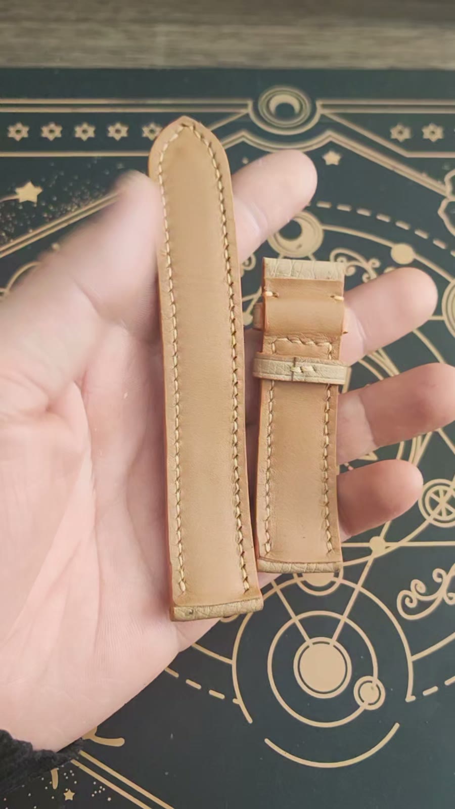 Ostrich Leather Watch Strap 22-20mm Hand Stitched