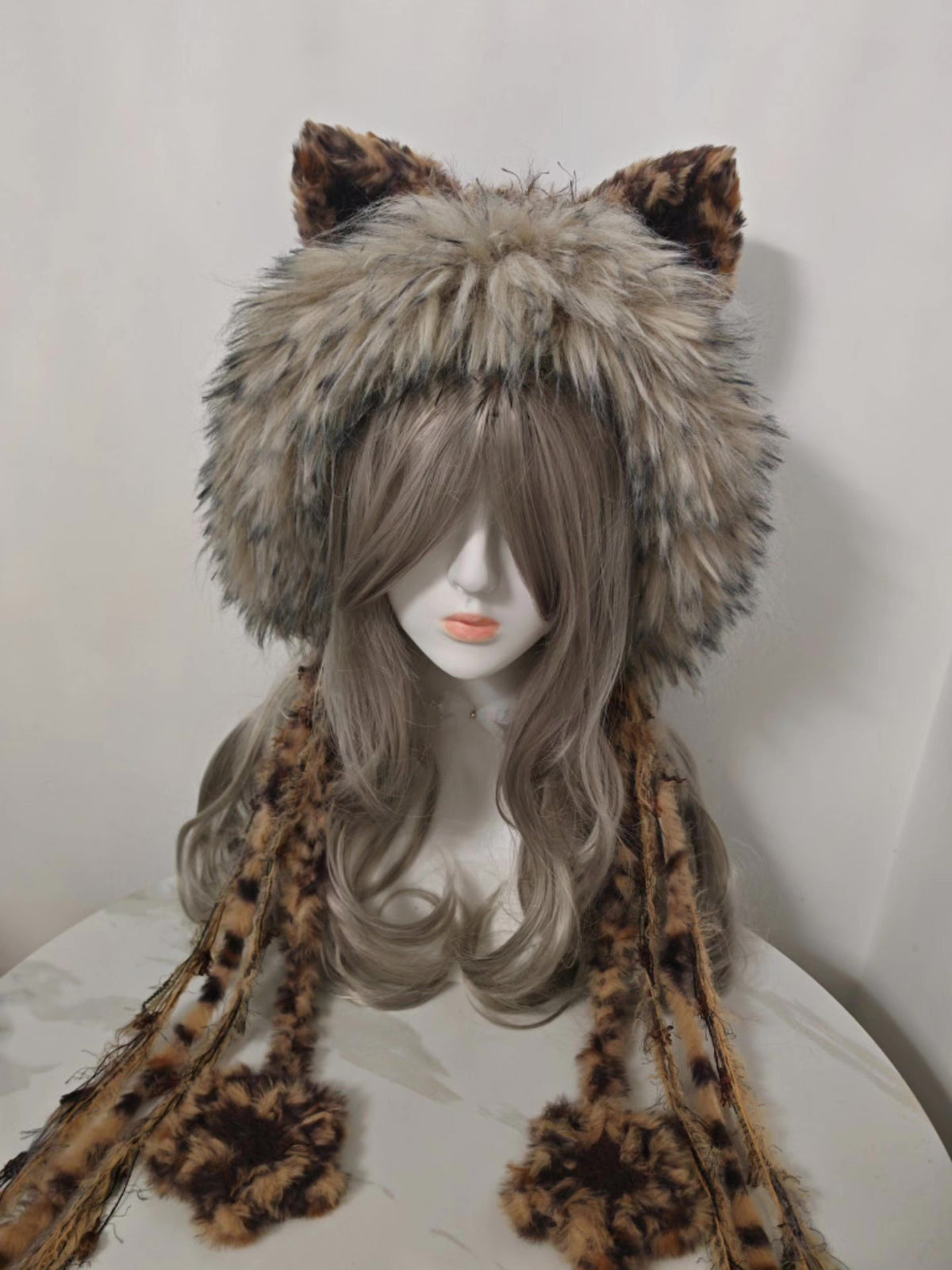 Caramel Leopard Print Fox Ears Hat
