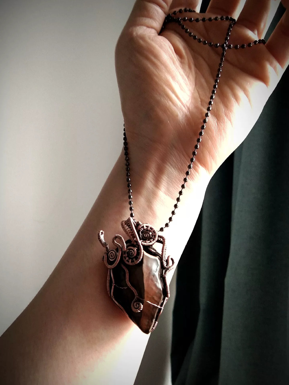 Gobi Stone Copper Wire Wrapped Pendant