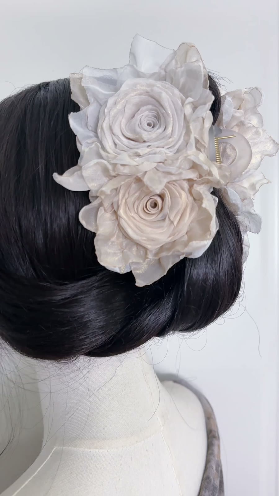 Three Rose Fabric Hair Claw Clip