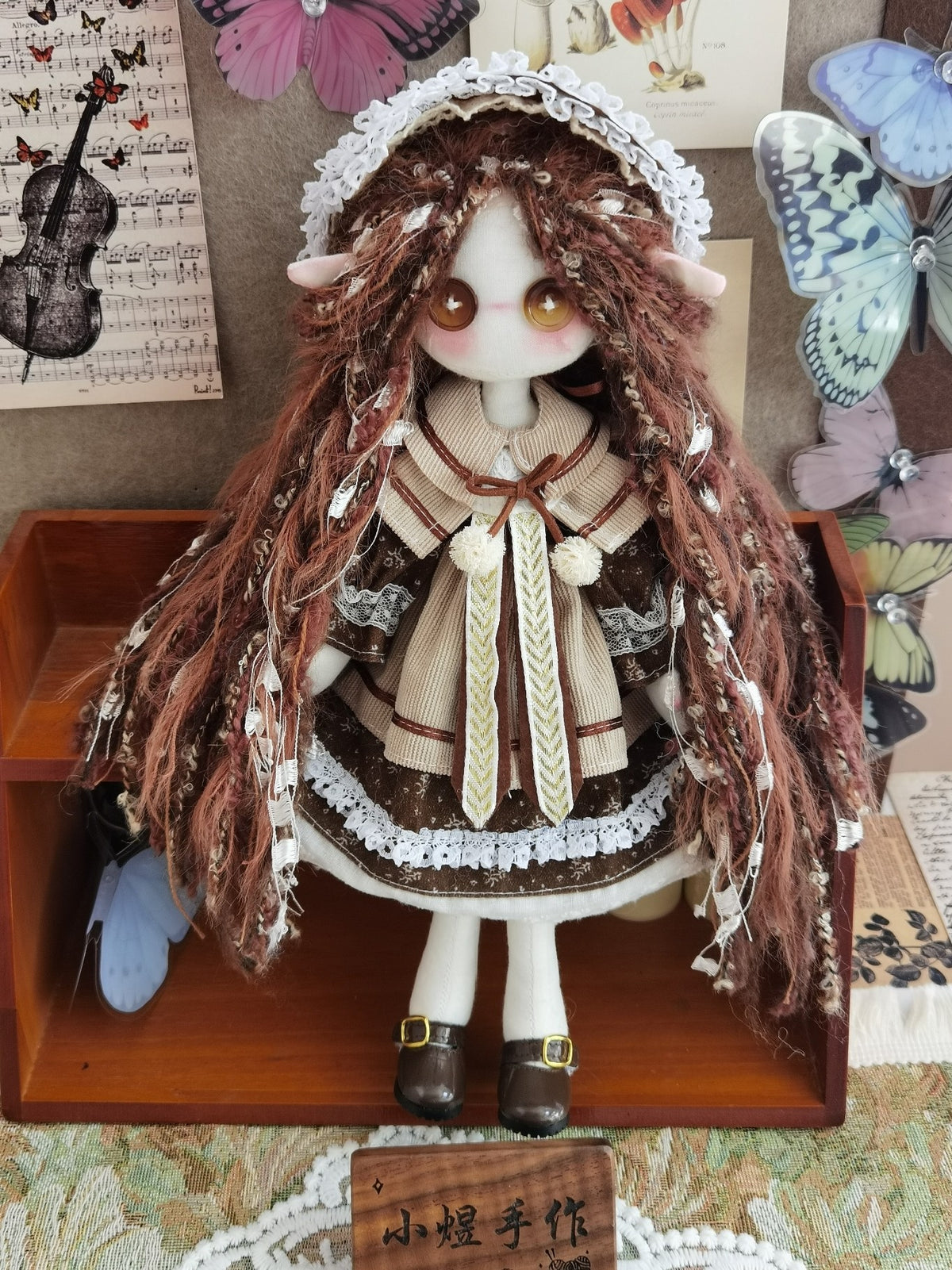 Button Eye Elf Doll 30cm Handmade