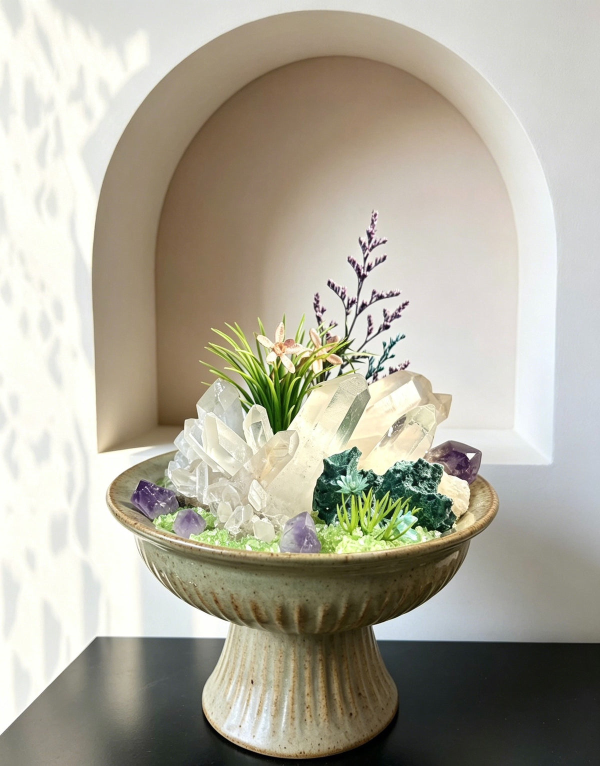 Crystal Terrarium Arrangement Ceramic Bowl