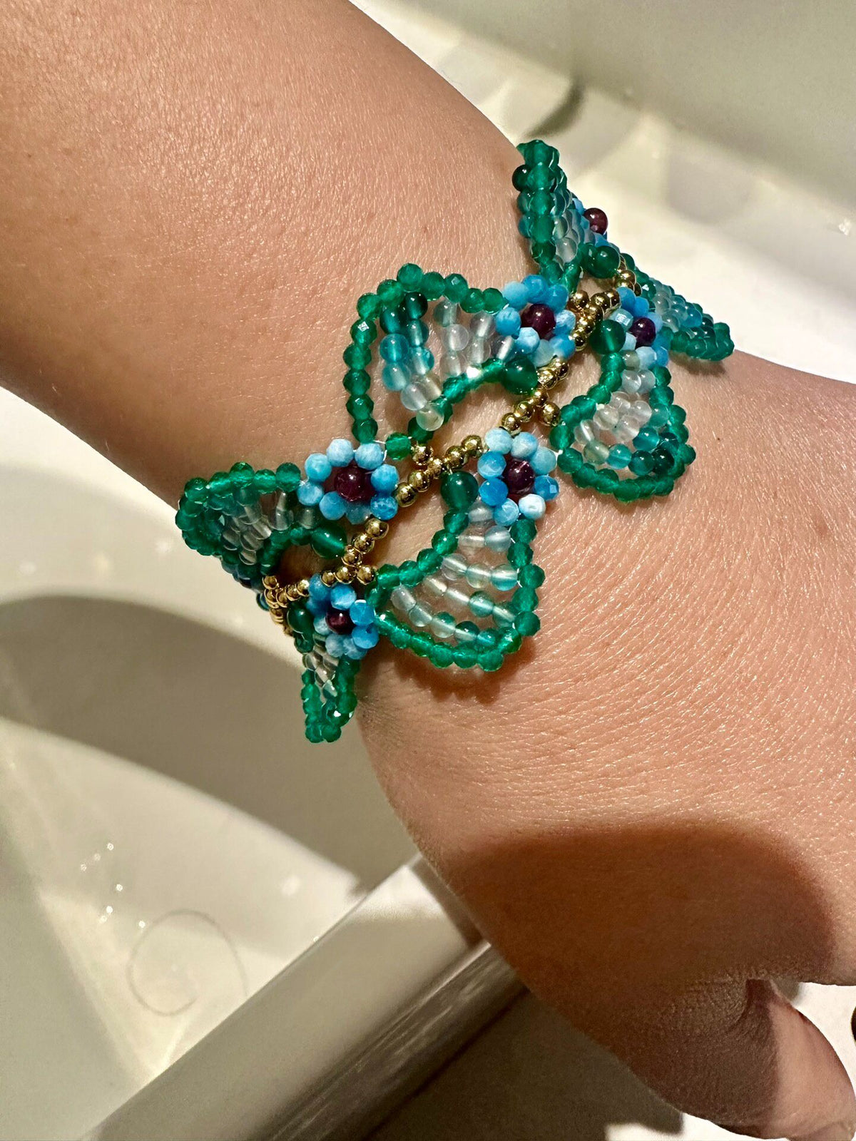 Floral Vine Natural Stone Bracelet 2mm